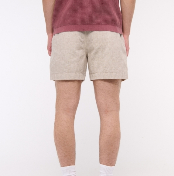 ABERCROMBIE & FITCH Linen Blend Plaint Front 5" Shorts. Olive Green.Size 33 NWT - Picture 5 of 14